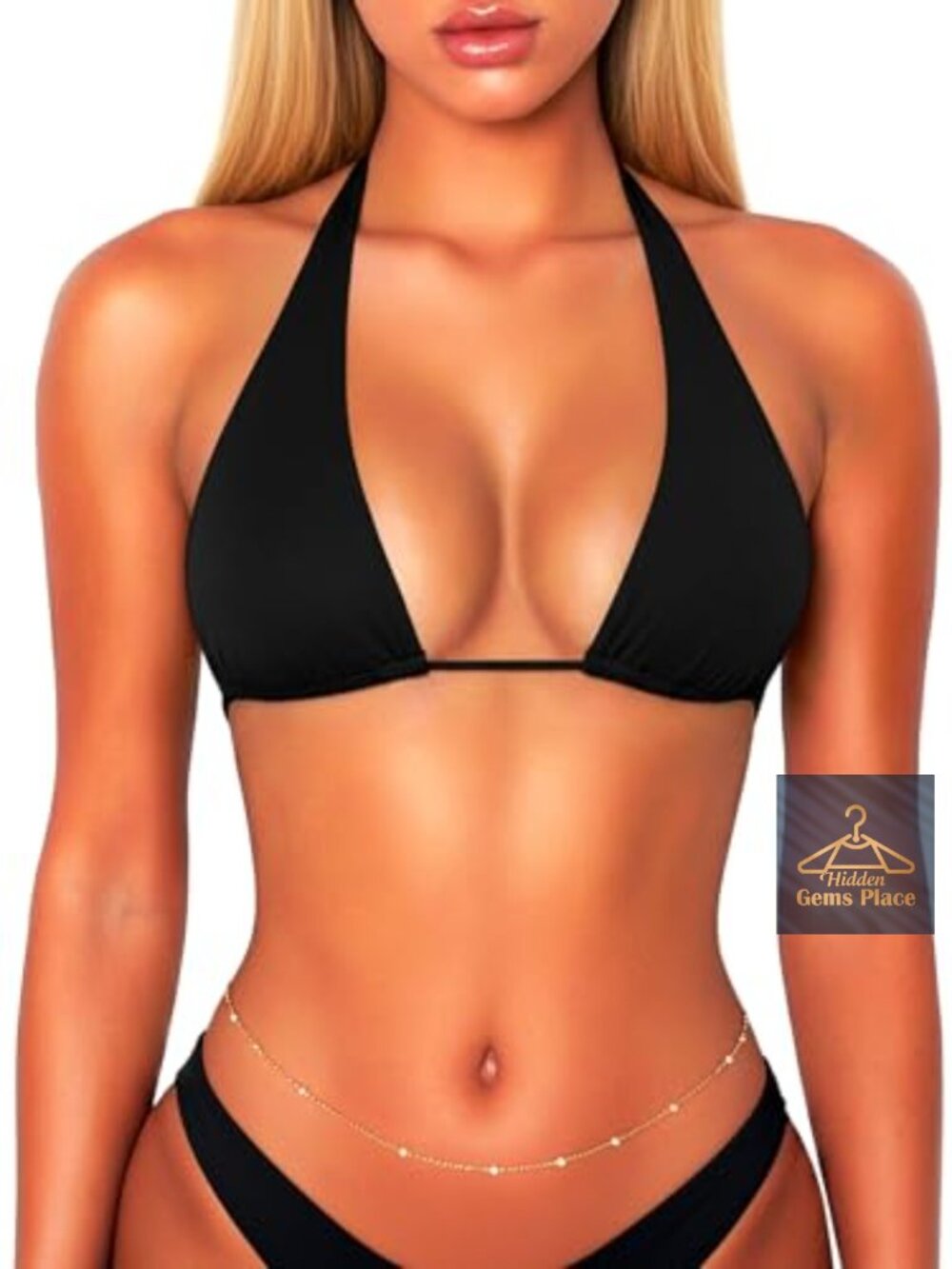 Women's Halter String Triangle Bikini Top Removable Pads